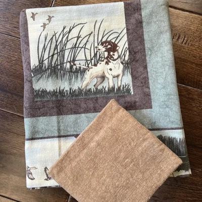 MODA Northern Flight by Holly Taylor Brushed Cotton Green Panel, 1/2 Yard VTG - Image 1 of 4