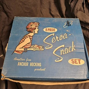 Vintage Anchor Hocking Serva Snack 8 Stück Set 600/76 Trauben - Bild 1 von 10