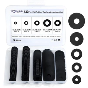 120-teiliges Flachgummischeiben-Sortiment Set, 16/18/20/25/30 mm schwarze Unterlegscheibe, Vibration - Bild 1 von 9
