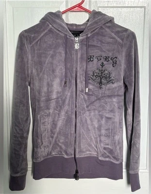 Chaqueta con Capucha BCBG Max Azria Para Mujer Terciopelo Estrás Talla Pequeña Diseño Cruzado Foto 1 de 4