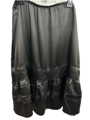 Falda Sundance para mujer L negra cintura elástica en capas midi 100 % seda informal Foto 1 de 4