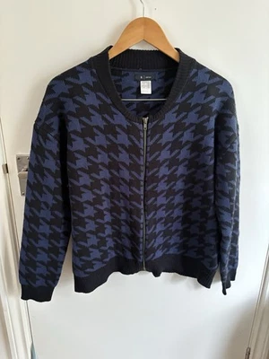 Ladies La Redoute Black & Navy Knitted Warm Zip Front Cardigan Size 14-16 VGC - Image 1 of 4