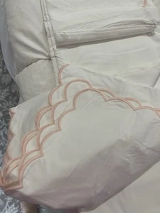 Matouk India New 1pc F/Q Duvet Dakota 520TC Cotton Percale Pink 3 Sold - Picture 1 of 16