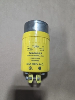 Hubbell HBL26419 60A 600V 3 Pole 4 Wire Power Plug - (works W/ Hbl26418) - Image 1 of 4