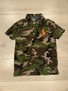 Polo Ralph Lauren Boys Green Camo Splatter Short Sleeve Polo Shirt - Size 7 - Picture 1 of 2