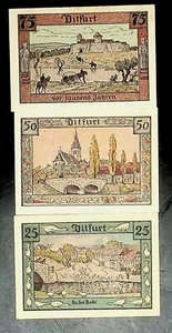1921 Alemania DITFURT 25 50 75 Fennig billete/dinero de emergencia - Imagen 1 de 2