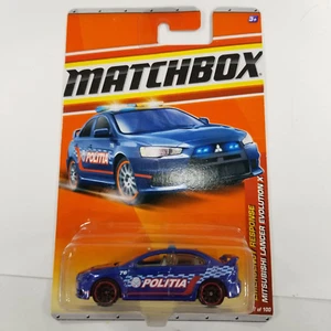Matchbox Mitsubishi Lancer Evolution X Blue 2011 Emergency Response MB57 New - Picture 1 of 7