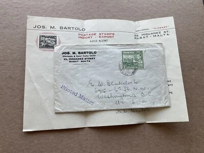 Malta 1947 Cubierta a EE. UU. + Solo Frank KGVI SG #219d + Tarifa de materia impresa + Caja Foto 1 de 2