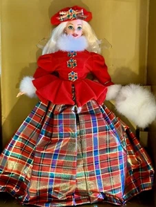 Jewel Princess CHRISTMAS BARBIE Blonde HOLIDAY PLAID Doll 1996 New NIB NRFB wCOA - Picture 1 of 14