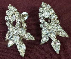 Vtg Statement Rhinestone Earrings - Picture 1 of 2
