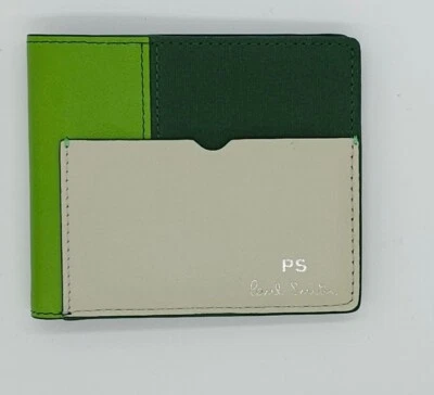 Paul Smith Billfold Leather Cotton Wallet Green / Grey BNWB ML023027 - Image 1 of 4