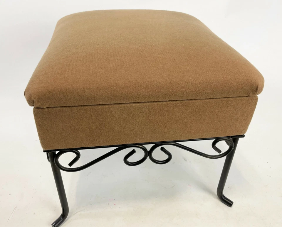 12" Modern Bent Metal Bottom Microsuede Fabric Tan Square Storage Foot Stool - Image 1 of 4