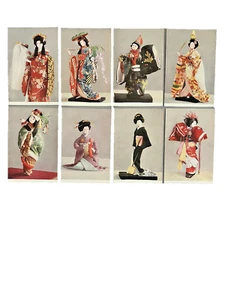 VINTAGE - KABUKI DOLLS COLOR POSTCARDS  SET OF 8 JAPAN TRAVEL BUREAU  - PREOWNED - Picture 1 of 2