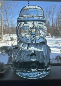 BLENKO 2023 Holiday  Snowman Clear Glass Figure, Paper Weight - Picture 1 of 5