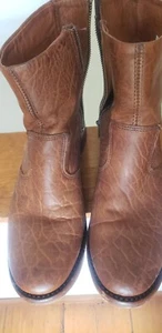 Vintage Marke Leder seitlicher Reißverschluss gebraucht hellbraun Herren 10 M Made in USA - Bild 1 von 21