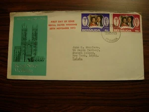 1972 BREMUDA 1st DAY COVER- ROYAL SILVER WEDDING - Picture 1 of 1