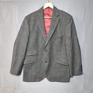Marks & Spencer Moon Men's Blazer 42S Grey Tweed Herringbone Lambswool - Picture 1 of 12