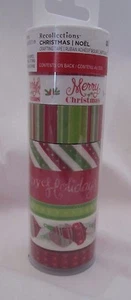 Recollections CHRISTMAS Washi Crafting Tape Ornaments Stripes Red Green Set 8 pc - Picture 1 of 2