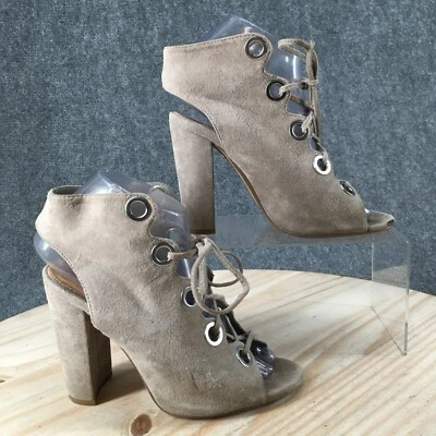 Steve Madden 凉鞋女式 6.5 M Korine 绑带米色麂皮绒高跟鞋系带 — 第 1/4 张图片