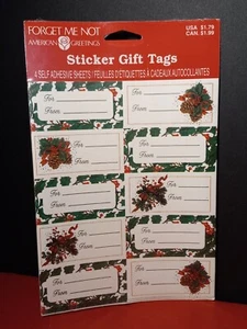 NUEVO Vintage American Greetings ETIQUETA DE REGALO DE NAVIDAD Pegatina Paquete de 40 RARO - Imagen 1 de 17