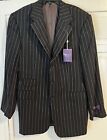 Costume laine bande épingle Ralph Lauren étiquette violette étiquette charbon veste échantillon seulement 40 L