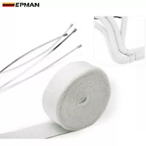 10m White Fibreglass Heat Wrap Shield for Exhaust Manifold Downpipe Bandage Roll - Picture 1 of 4