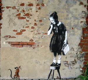 BANKSY THE RAT & THE GIRL STREET GRAFFITI  ART GICLEE PRINT  FINE CANVAS