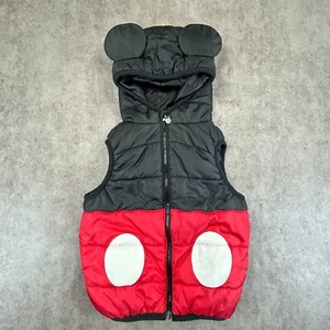 Disney Park Puffer Vest Youth Extra Small Red Mickey Mouse Ears Full Zip Ladybug - Picture 1 of 13