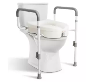 Raised Toilet Seat with Handles for Elderly - Toilet Seat Risers for Seniors - Picture 1 of 7