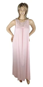Vtg 1960's Texsheen Pink Sheer Sleeveless Lace Lingerie Long Nightgown Sz L NEW - Picture 1 of 13