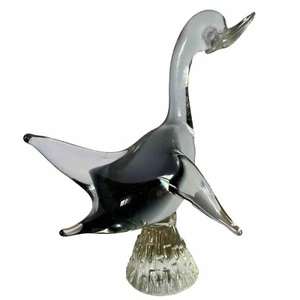 Estatua de pato de vidrio artístico estilo Murano carbón transparente negro 10,5” X 10 “X 7” - Imagen 1 de 11