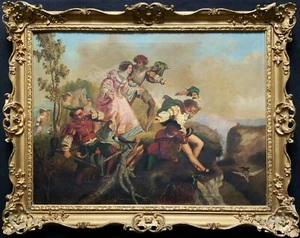 Aft Jean-Baptiste Joseph Pater (1695-1736 French) GROUP OIL PORTRAIT PAINTING - Picture 1 of 16