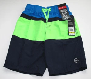 Speedo Big Boys M Board Swim Shorts Lined Trunks Electric Blue Lime Green NWT - Picture 1 of 2