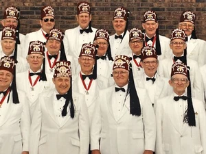 BY Photo Group Photo Abdallah Fez Hat Tassels Greeters Kansas City 8x10 Old Men - Picture 1 of 6