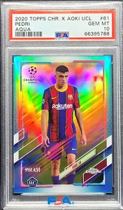 Topps Chrome X Aoki #/150 Aqua Refractor Pedri #61 Rookie RC PSA 10 GEMA 2020-21 - Imagen 1 de 4