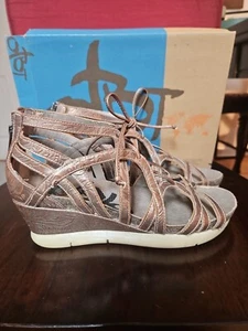 OTBT size 8.5 Women's Nomadic Brown Leather Lace Up Gladiator Wedge Sandal - Picture 1 of 6