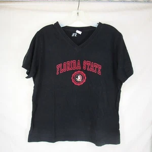 Florida State Seminoles Logo Women's Black Short Sleeve T-Shirt Russell Size L - Picture 1 of 8