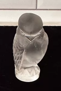 Lalique francés vintage. Estatuilla pisapapeles cuervo/búho de vidrio transparente esmerilado - Imagen 1 de 11