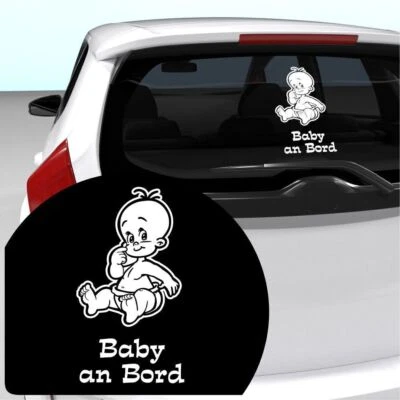 Baby A Bordo Adesivo Nome Desiderato A Bordo Adesivo Auto Bianco 27x15 Cm N18C5A - Immagine 1 di 4