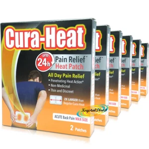 6x Cura Heat Acute Back Pain Max Size 2 Heat Patches 24H Warm Pain Relief - Picture 1 of 1