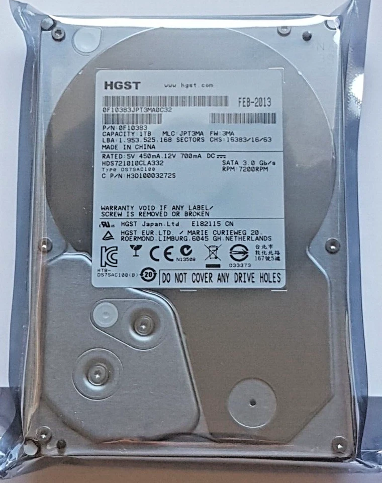 1 TB SATA HGST HDS721010CLA332 7200rpm 32MB HDD 3.5" interne Festplatte Neu - Bild 1 von 1