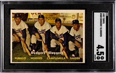 Brooklyn Dodgers Sluggers 1957 Topps #400 SGC 4,5 en muy buen estado/excelente+ estado Foto 1 de 2