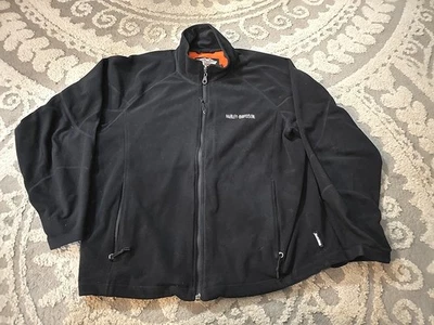 Винтажный Harley Davidson женщин черный флис молнии спереди L мотоцикла ветрозащитная пробка 2004 - Изображение 1 из 4