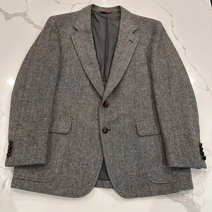 Blazer Vintage Cricketeer Para Hombres Lana Tweed Espiga Talla 42R Gris Preppy Clásico - Imagen 1 de 11