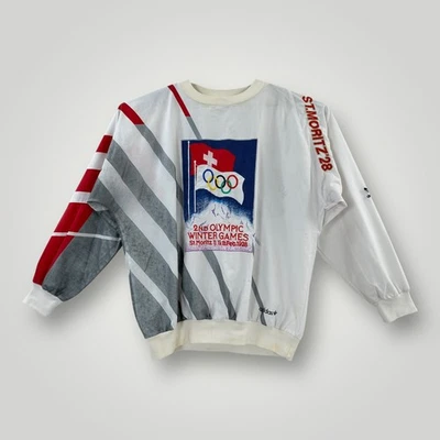 Vintage Olympic Winter Games Sweater Mens Large Adidas St Moritz Squaw Valley 90 - Image 1 of 4