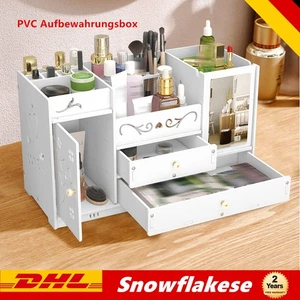 NUOVO Make Up Organizer Cassetto PVC Trucco Portagioie Scatola +Specchio - Foto 1 di 12