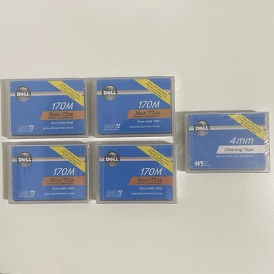 4pk Dell DAT72 170M 36GB /72GB 4mm Data Tape Cartridges 0W3552 w/ Cleaning Tape - Image 1 of 4