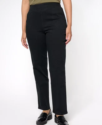 Denim & Co. Pull-On Front V-Yoke  Black  Jeans with Pockets A228213 Size XL NEW - Image 1 of 4