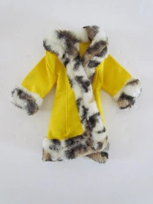 Genuine Barbie Doll Clothes #1459 Coat Vintage Yellow Vinyl Leopard Fur Mattel - Image 1 of 4