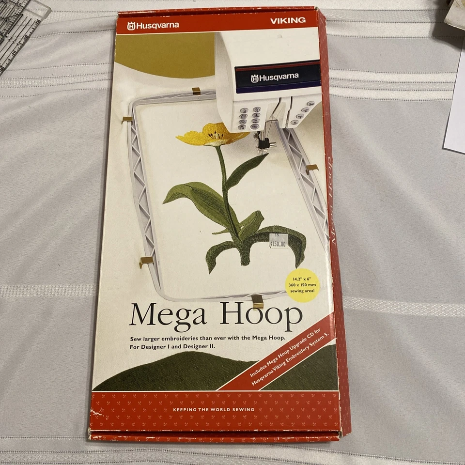 Husqvarna Viking Mega Hoop Designer 1 & 2 Embroidery Mega Hoop Complete w/CD - Image 1 of 4